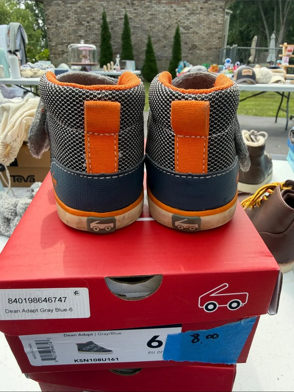 See Kai Run Gray-Navy Toddler Sneakers with Orange Trim - Size 6 Toddler